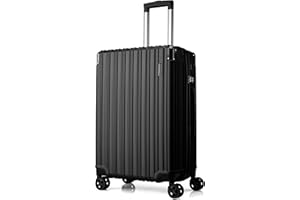 FLIEE Medium Suitcase Hard Shell | Lightweight Suitcase | Aluminum Telescopic Handle | TSA 3 Digit Combination Lock | 4 Dual Spinner Wheels. (Black, Medium 24")