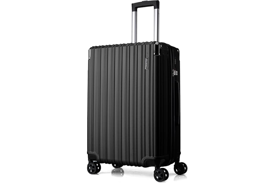 FLIEE Medium Suitcase Hard Shell|TSA 3 Digit Combination Lock |Lightweight Suitcase |4 Dual Spinner Wheels| Aluminum Telescopic Handle | Medium 24" Hold Check in Luggage (Black, Medium 24")