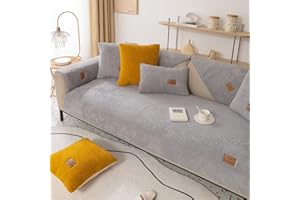 Yidaxing Sofabezug Samt 1 2 3 4 Sitzer, Weicher Couchbezug L Form, Anti-rutsch Sofaüberwurf, Cuddly Sofahusse Sofa überzug Ecksofa, Sofaschoner für Hunde(Hellgrau,70x150cm)