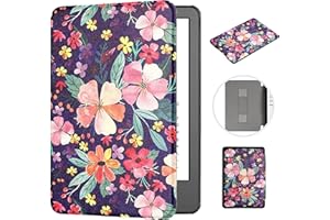 MOKASE Funda para 6" Kindle Paperwhite 5/6/7ª Generación 2012,2013,2015,2016 (Modelo: EY21 / DP75SDI), Piel Sintética Tapa Dura con Correa de Mano para Kindle Paperwhite 6 Pulgadas, Purple Flowers