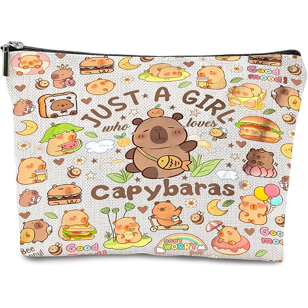 Capybara Make-up-Tasche – 23x17 Cm, Segeltuch Mit Reißverschluss, Lustiges Geschenk Für Tierliebhaber