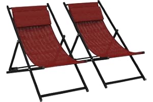 Outsunny Conjunto de 2 Tumbonas Plegables de Aluminio Tumbonas de Jardín con Respaldo Regulable en 5 Posiciones y Reposacabezas para Terraza Patio Exterior 58x96,5x91,5 cm Rojo Vino