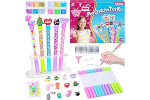 MOMUSE Laboratorio Delle Penne 50 Accessori, Kit Creativo per Creare Penne Fabbrica, Lavoretti Creativi per Bambini 6 Anni, Idee Regalo per Ragazze 6 7 8 9 10 anni