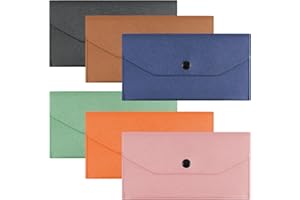 DAELESR 6 Pcs Enveloppes en Cuir Synthétique, Portefeuille D'enveloppe De Trésorerie, Pochette Billet de Banque, Pochette Argent Cuir, Enveloppe Imperméable et Réutilisable pour Femmes et Filles, 18x9,5cm