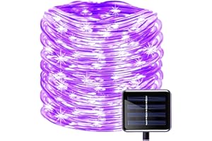 100 LEDs Solar Rope String Lights,KINGCOO Waterproof 39ft/12M Copper Wire Outdoor Tube Fairy String Lights for Christmas Garden Yard Path Fence Tree Backyard (Purple)