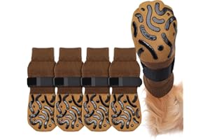 AOOTUERL Lot de 2 Paires de Chaussettes antidérapantes pour Chien - Protection des Pattes - Réglables - Antidérapantes - pour éviter Le léchage des Chiens âgés sur Un Sol en Bois Dur