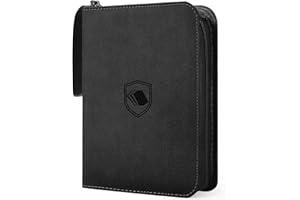 KHLEROX 440 Pockets Trading Card Binder, PU Cover Zipper Card Collection Album, Sturdy Card Folder Holder for MTG, TCG, Game Cards, Sports Cards (Black, 4 Pocket)