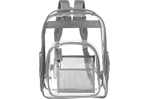 Teklemon Sac à Dos Transparent, Sac à dos Transparent Imperméable, Sac à Dos d'école Transparent PVC, Sac à Main Unisexe pour Travail, Ecole ou Aéroports (Noir, Grand)