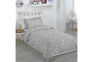 DHESTIA HOME - Funda Nórdica Cama Infantil Stars - Color Gris, Talla Cama 90