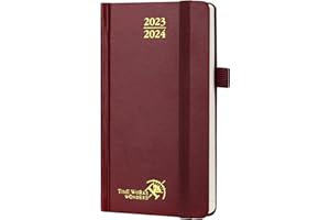 POPRUN Agenda de Poche 2023 2024 16,5 x 9 cm - Petit Planner Semainier Scolaire 17 Mois D'août 2023 à déc 2024 Couverture Rigide avec Intervalle Horaire, Papier Certifié FSC®80 g/m² - Bourgogne
