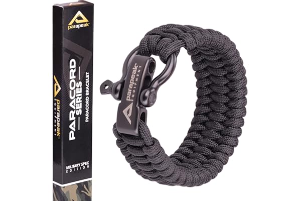 Parapeak Bracelet de survie - Style Trilobite avec manille réglable en acier inoxydable
