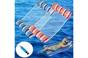 LODOU Hamac gonflable, 4 en 1 Lit flottant gonflable, piscine gonflable pour adultes, piscine d'été de mer (bleu, orange)