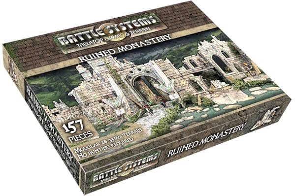 Fantasy Battle Systems Wargames Terrain - Ruined Monastery - Table de Jeu War Game Board Multi-Niveaux - Univers Wargaming 40K - BSTFWE007