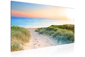 Runa Art Tableau Decoration Murale Plage Mer 1 Partie Moderne Toile non tissée Salon Salle La Nature Beige Bleu 607312a