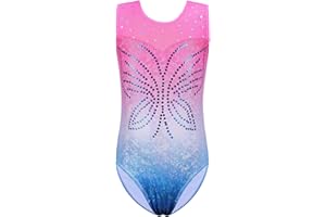 ZNYUNE Dziewczęcy trykot gimnastyczny z cekinami z długim rękawem z tiulu