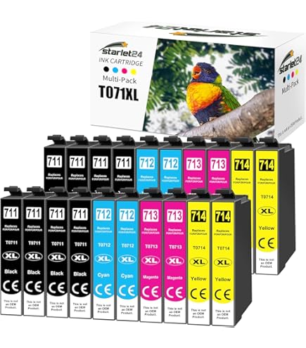 LOSMANN T0715 Cartucce D'inchiostro Compatibili Per Epson T0711 T0712 T0713 T0714 Per Stylus BX300F SX100 SX200 SX210 SX215 SX218 SX510W SX400 SX410 SX415 SX600 SX610FW DX4450 DX7400 DX8450 (10-Pack