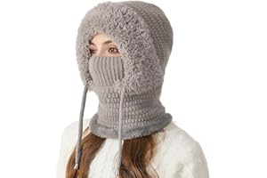 TAGVO Winter Warm Sturmhaube Damen Winddicht Balaclava Mütze Skimaske 3 in 1 Thermo-Fleece-Haube Schal Gesichtsschutz für Outdoor Radfahren, Snowboarden, Skifahren, Motorradfahren