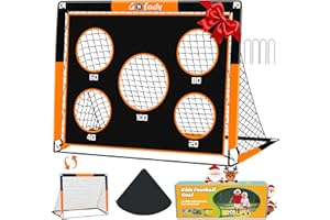 Gofady Porte da Calcio per Bambini 2 in 1, Portatile Pop Up con 5 Fori per Sparare e Borsa di Trasporto, Rete da Calcio per Interni ed Esterni Giardino/Casa