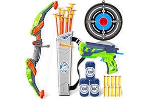 Doloowee Arco y Flechas para Niños con LED，Juguetes de Exterior，Interiores y Exteriores para NiñOs de 4 a 12 AñOs