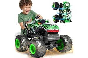 Remote Control Monster Truck, 2.4GHz All Terrain RC Dinosaur Car with LED Lights & Spray, سيارات اطفال, Rechargeable Monster Car Toy for Boys 4-7 8-12 and Girls, Birthday Gift For Kids Boys and Girls