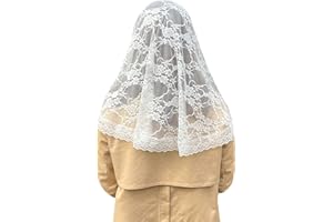 Grettytling Chapel Veil Embroidered Lace Mantilla Veil Head Covering Veils for Church