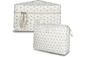 TOPALL Trousse de Toilette Femme Voyage,Trousse Maquillage,Matelassée Trousse Toilette XL,Pochette Maquillage Grande Capacité Voyage Motif Floral pour Femme Fille