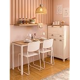Minimal Meşe Desenli &Ccedil;ok Ama&ccedil;lı Mutfak Masası &ndash; 116x45x75cm | Beyaz Metal Profil Ayaklı
