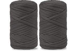Vincona Fil tee Shirt pour Crochet 2 x 200 g, Fil Crochet, Idéal pour Crocheter des sacs, Paniers, Tentures Murales, Décoration d'intérieur et Loisirs Créatifs-Gris foncé 09