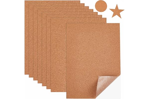 8 stycken självhäftande korkplattor, A4 korkplattor, 1 mm tjocklek 30 x 21 cm