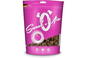 SNACKOMIO - Friandise Premium pour chiens - cubes croustillants de viande de lapin, sans céréales, 1 paquet (1 x 125g)