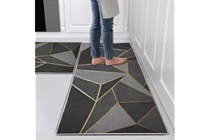 Hoimlm Kitchen Rug Set 2 Piece Non Slip and Anti Fatigue Kitchen Mat, Washable Mats and Rugs for kitchen,Hallway Runner Set, Dining Room, Entryway and Home Decoration Office