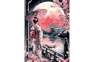 MAXBYE DIY 5D Diamond Painting Kits pour Adulte, Femme Japonaise Diamond Art Kits Full Drill Paysage Cristal Images Arts Peinture Point Croix Diamant Painting Home Wall Decor Cadeau 30x40 cm