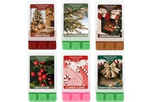 SCENTORINI Duftwachs, Weihnachten Geschenkset, Duftwachswürfel 35g*6, Sojawachs Wax Melts für Duftlampe, Kerzen Wärmer, Düfte Süßes Zuhause, Mistelzweig, Zuckerstangen, Kaminfeuer, Weihnachtskranz usw