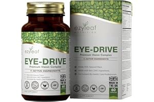 ‎EZYLEAF NUTRITION Ezyleaf Kapseln für die Augen | Safran, Lutein Zeaxanthin Kapseln mit Heidelbeere, EyeBright, Beta-Carotin & Gojibeere | 60 Eye-Drive Vitamine - Vitamin C E A | Gentechnikfrei, ISO zertifiziert