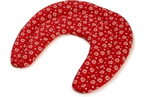 GIRAFFENLAND Pequeña almohada de cuello | Saco cervical térmico de semillas | Cojín compartimentado para huesos de cerezas (color: rojo con corazones)