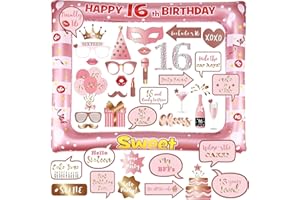 YIIIGOOOD 16. Geburtstag Fotobox Accessoires Aufblasbar Fotorahmen 40 Stück Foto Requisiten Sweet 16 Rose Gold Photo Booth Geburtstag Deko Party Selfie Rahmen Geburtstagsdeko für Mädchen