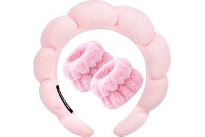 Zkptops - Spa Headband - Face Wash, Makeup, Skin Care - Soft Bubble Terry Headband for Women Girls Hair Accessories Padded Non-Slip Hair Accessories - (Pink)