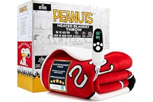 Get Trend Snoopy Manta Electrica 130x160cm, Manta Invierno Sherpa, 9 Niveles de Calor, Temporizador 12h y Protección contra Sobrecalentamiento (Rojo Snoopy, Throw EU)
