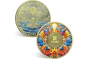 ACGZQY Pièce de Sobriété - Jeton de Sobriété Tournesol Papillon 3 Ans, Médaille AA Un Jour à la Fois Jetons de Récupération Narcotiques Alcooliques Anonymes