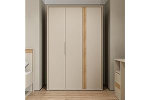 ‎FORTE Forte WEXLIN Kleiderschrank 120 130, moderner Kleiderschrank, 2 Drehtüren, Kinder- und Jugendzimmer, Holzwerkstoff, Kaschmir|Beige|Mauvella Eiche Holzdekor, 126,3 cm breit x 193,7 cm hoch x 60 cm tief