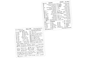 SYNERLOGIC Mac OS (M/Intel) + Word/Excel (for Mac) Quick Reference Keyboard Shortcut Stickers - for MacBook Air/Pro/iMac/Mac/Mini (Clear, Pack of 2 sets)