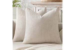 MIULEE Kuddfodral 50x50 2-pack Chenille Beige Kuddfodral Sofakuddar Mjuka dekorativa kuddar Kuddfodral med elegant design Sofakuddar Dekorativa kuddar för säng, soffa och vardagsrum