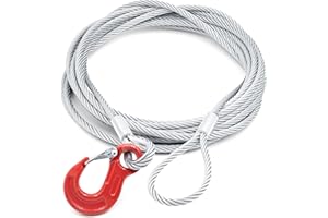 ALFA LOGISTIK Anschlagseil 10mm Durchmesser 4m Länge mit Haken und Öse - Drahtseil mit Haken - Stahlseil mit Ösen und Haken - Zuverlässiges Forstseil