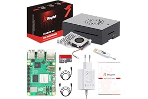 iRasptek Raspberry Pi 5 Kit de démarrage 8Go - Édition OS-Bookworm de 128Go préinstallée (boîtier Aluminium)