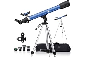 AOMEKIE Télescope Astronomique Professionnel 28X-234X Telescope pour Adultes 60/700mm avec Adaptateur de Smartphone 10X Sac Trépied Réglable Lentille Barlow et Chercheur pour Observer des Etoiles