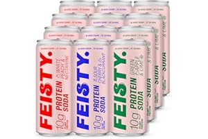 Feisty Drinks Protein Soda – Mixed Flavour Pack | 12x330ml | 10g Plant-Based Protein, Essential Amino Acids, No Artificial Ingredients, No Added Sugar, Dairy-Free, Low-Calorie