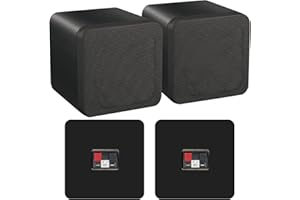 Loops Pair of 4” ABS Bookshelf Speakers - 80W 8Ohm - Black HiFi Surround Sound Home Cinema