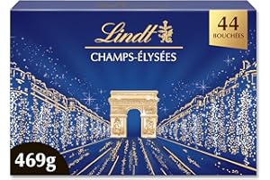 Lindt - Boîte CHAMPS-ÉLYSÉES Assorti - Assortiment de Chocolats au Lait, Noirs et Blancs - Pralinés, Croustillants et Onctueux - Idéal pour Noël, 469g