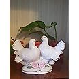 Vastu Shubharambh Ceramic Love Birds for Love, Romance and Happiness in Relationship at Work Place and Home and Vastu Remedy, Office, Home Decor (Off-white, Creme, Medium)
