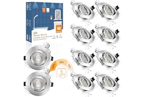 wowatt 10 × Faretti led da Incasso per Cartongesso Dimmerabili 7W Lampada da Incasso IP44 Impermeabile 700lm luce Calda 2800K Equivalente a Alogena 70W Spot Incasso Led Ultrasottili 220V Per Bagno